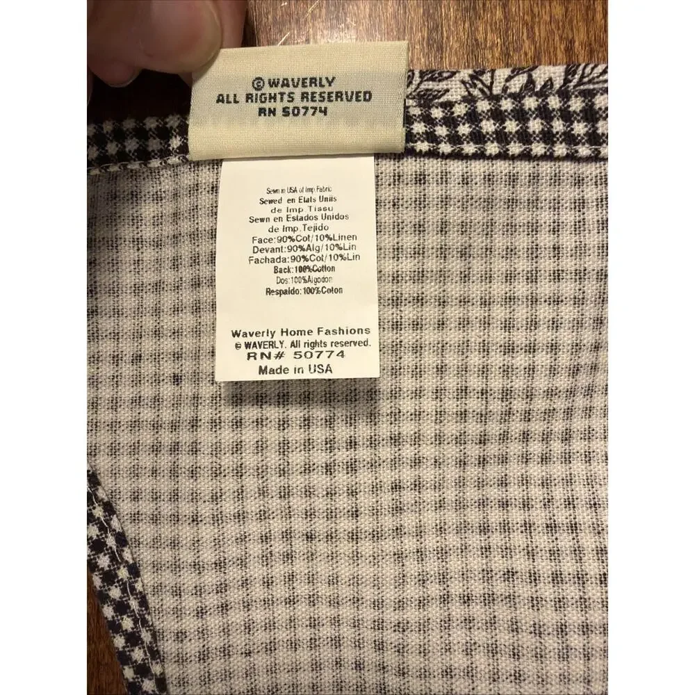 Waverly French Country Life Black Ivory Toile Pattern Scalloped Valance 76